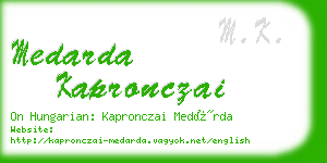medarda kapronczai business card